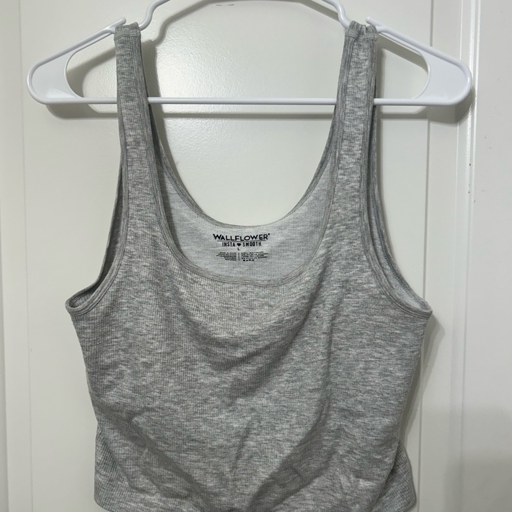 Wallflower Light Gray Ribbed Top